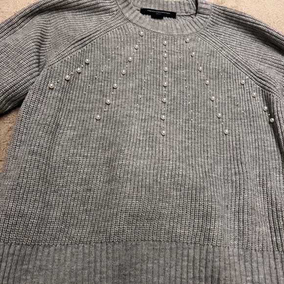 French Connection Light Gray Beaded Crewneck Sweater - Picture 5 of 6